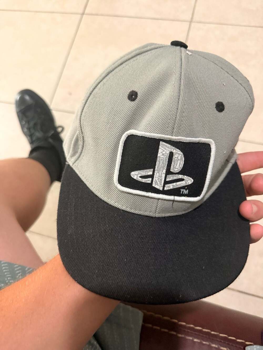 Makerwear PlayStation Logo Two-Tone Snapback Hat Grey and Black